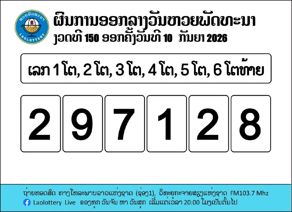 หวยลาววันนี้ 10/9/69 ถ่ายทอดสดหวยลาว หวยลาวพัฒนา 10 ก.ย. 2569