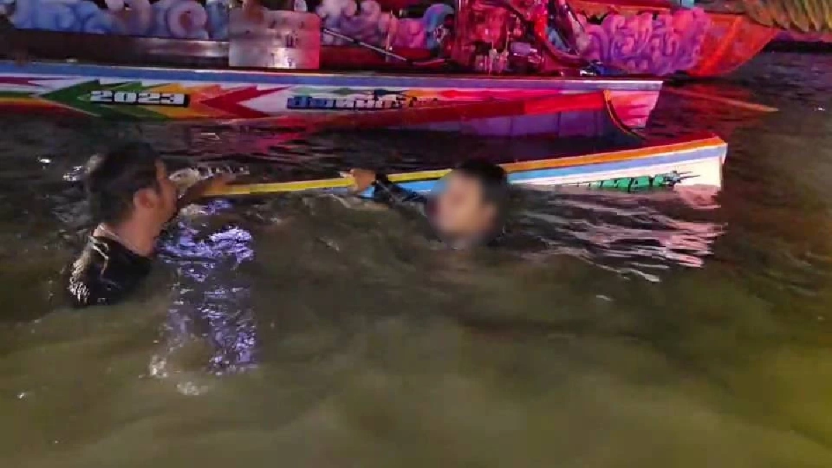 ระทึก! เรือชนกันจมคลองสำโรง เจ็บ 8 ราย มีเด็ก 6 ขวบ คู่กรณีซิ่งหนี ตร.เร่งล่า