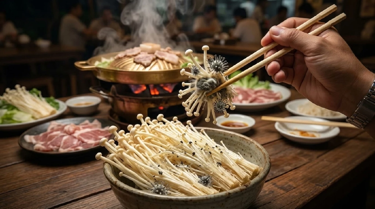 เตือนสายชาบู-หมูกระทะ! รู้จัก "เชื้อลิสทีเรีย" ในเห็ดเข็มทอง
