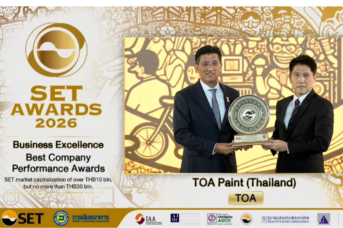 TOA ท็อปฟอร์ม! คว้า 2 รางวัลใหญ่ ตอกย้ำความเชื่อมั่น เบอร์หนึ่งอุตสาหกรรมสี
