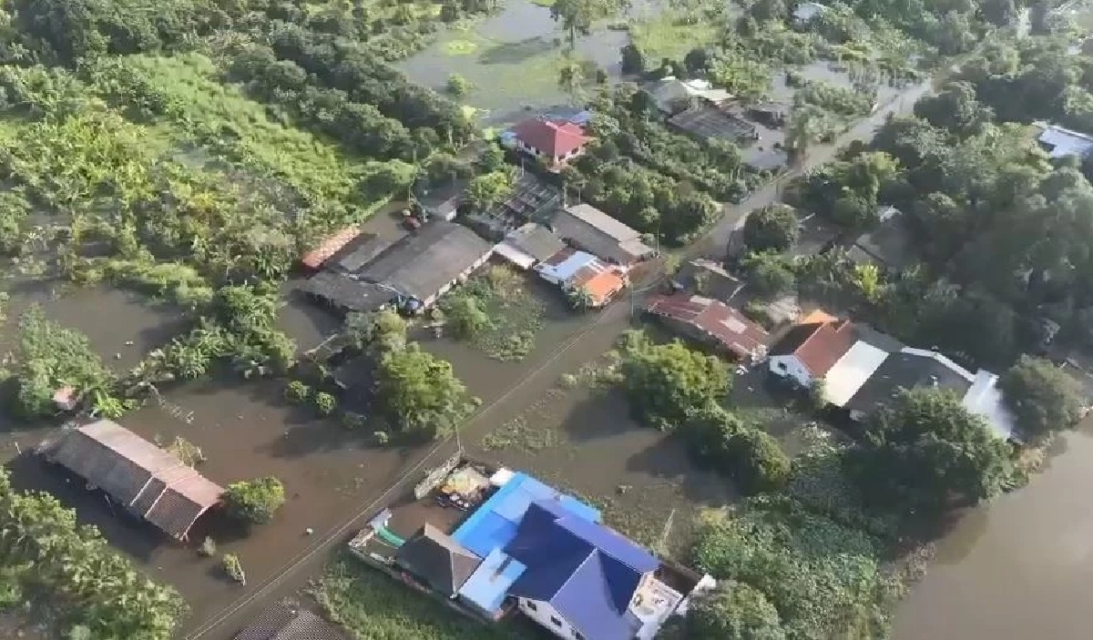 เปิดภาพมุมสูง น้ำท่วมปราจีนบุรี 7 อำเภอ กระทบ 39,000 ครัวเรือน