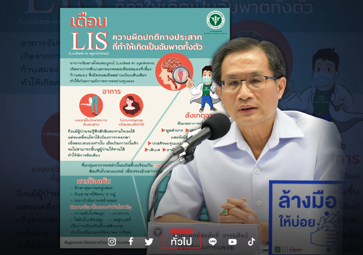 เช็กด่วน พูดลำบาก ปากตก ยกไม่ขึ้น อาการ "LIS" สู่ความพิการรุนแรง "อัมพาตถาวร"