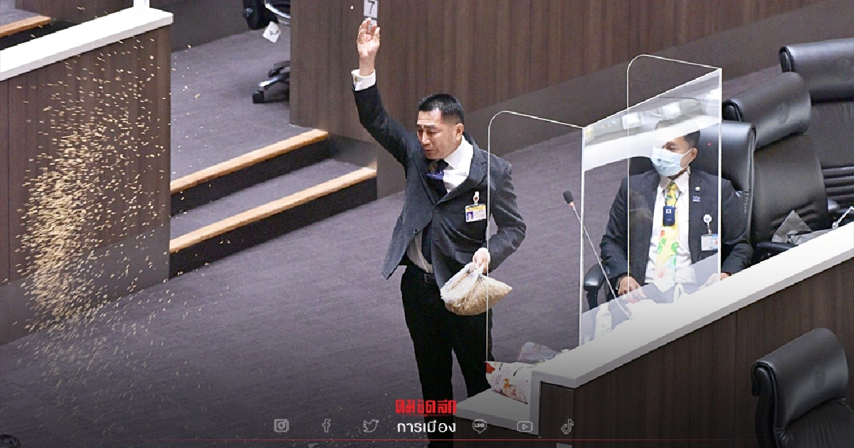 "ให้มันงอกในสภา" ส.ส.เพื่อไทย เดือด หว่านเมล็ดข้าว-ปุ๋ยกลางสภา