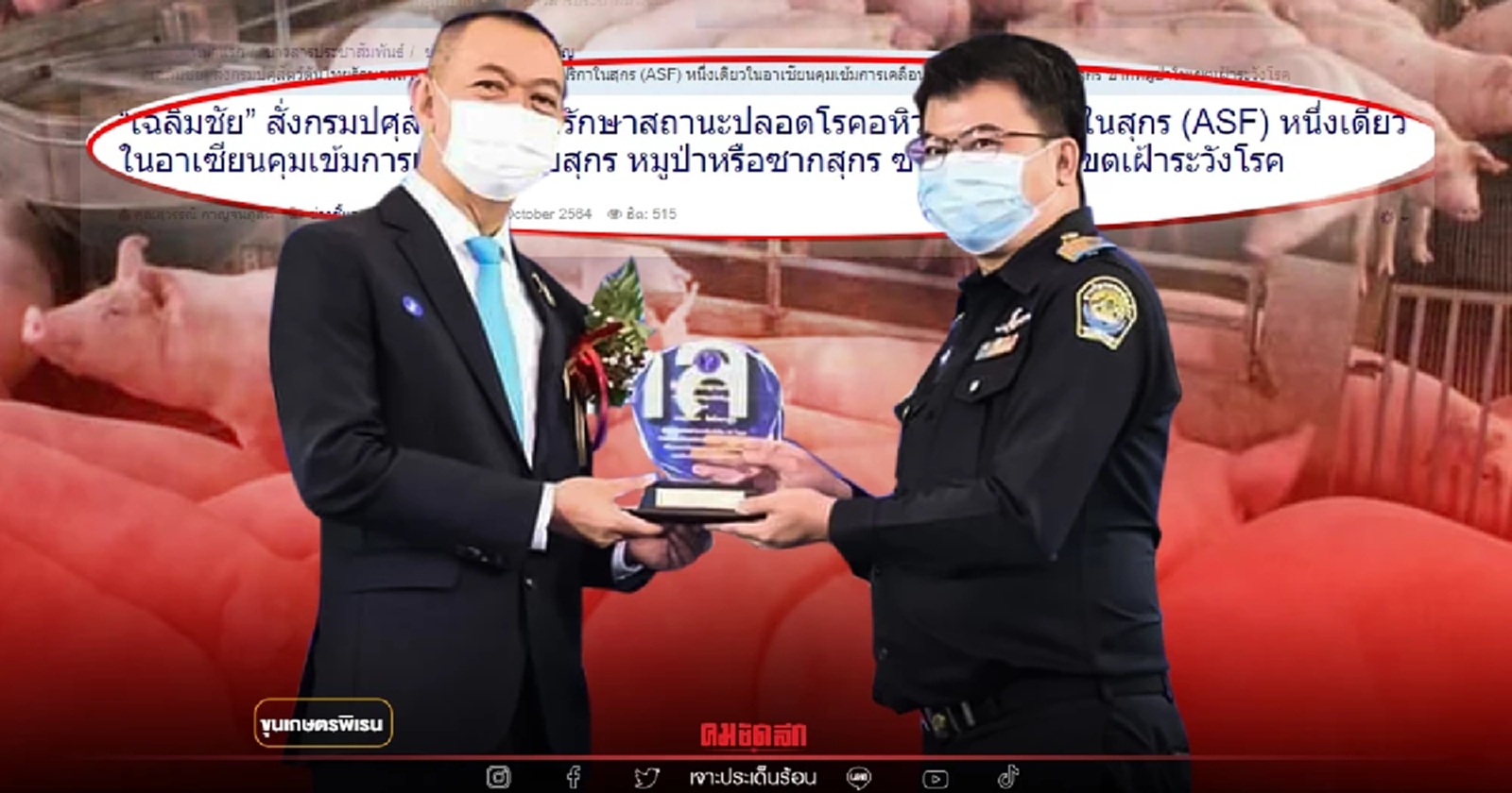 เบื้องหลังรางวัลหมูปลอดโรคอหิวาต์แอฟริกาในหมู ทว่าตอนนี้"ปศุสัตว์โดนเท"