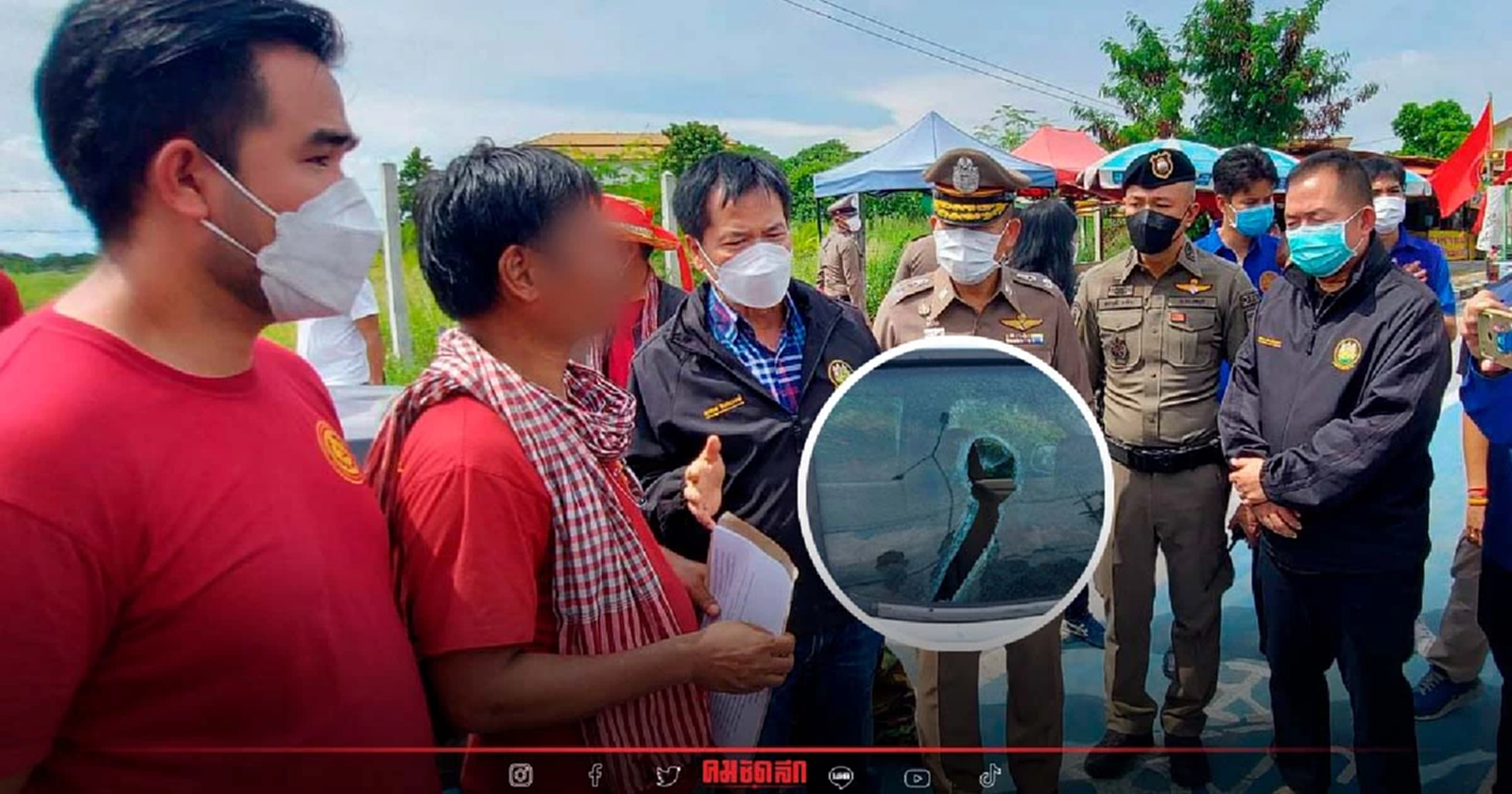 กลุ่มชายฉกรรจ์กว่า 100 คน ขี่รถ จยย.ประกบปาหินใส่คาร์ "ม็อบแรงงาน" พังยับ