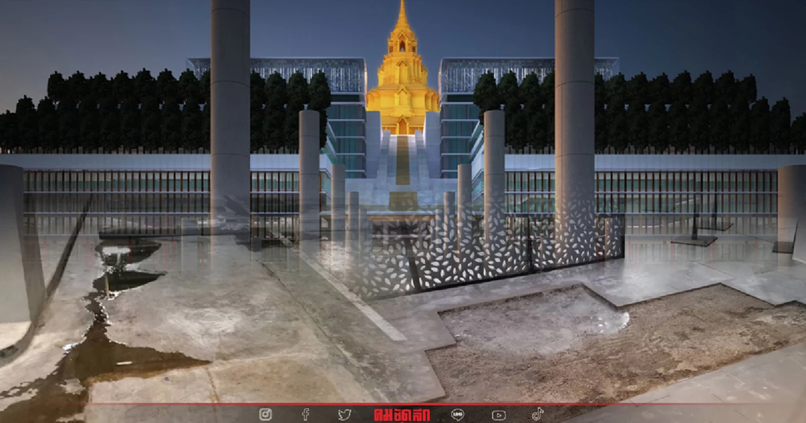 อัศจรรย์ 23 เสาตอม่อ อาคารรัฐสภา น้ำไหล เพดานห้องสมุดถล่ม ลานจอดมีตาน้ำผุด