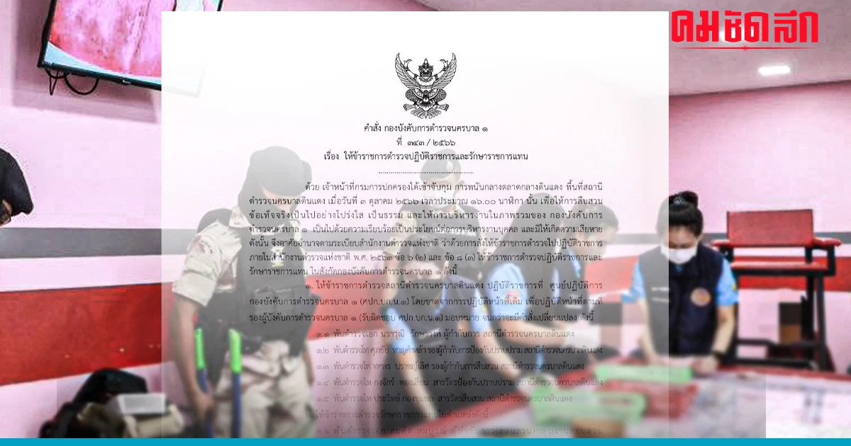 ผบก.น.1 เซ็นคำสั่ง 'ย้าย 5 เสือดินแดง' เซ่นฝ่ายปกครองจับ 'บ่อนพนัน' กลางเมือง ผบก.น.1 เซ็นคำสั่ง 'ย้าย 5 เสือดินแดง' เซ่นฝ่ายปกครองจับ 'บ่อนพนัน' กลางเมือง