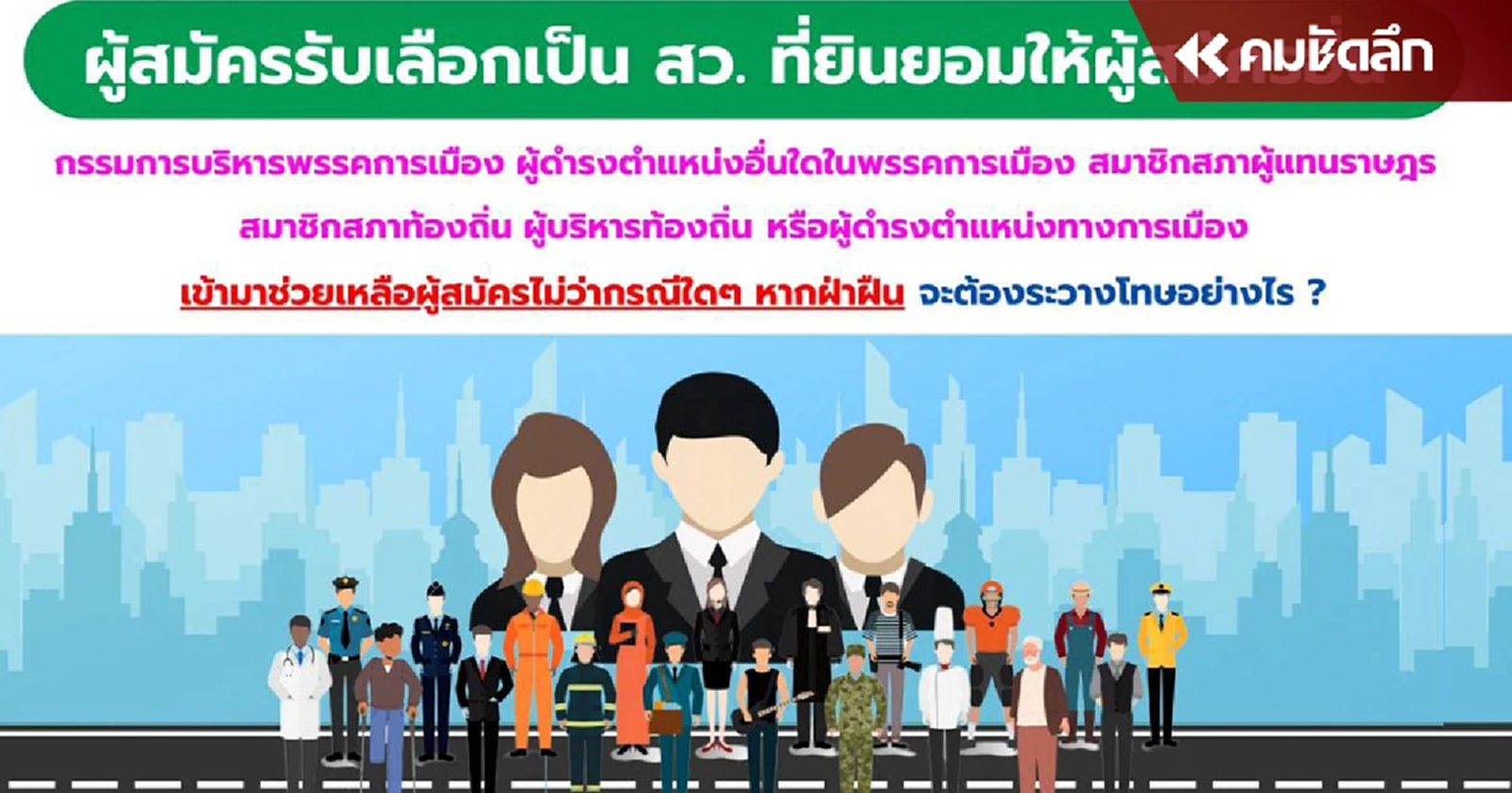 เตือน' ผู้สมัครสว.' โทษหนัก หากมี 'ผู้มีตำแหน่งทางการเมือง' ช่วยเหลือ