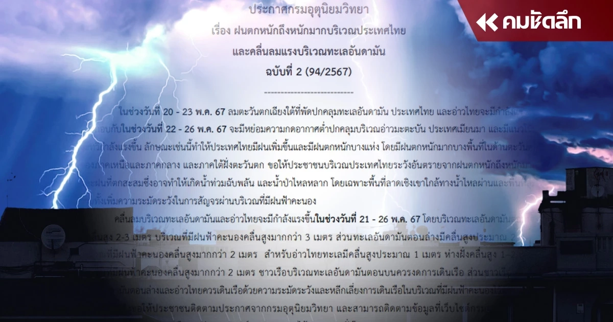 เตือน "ฝนตกหนักถึงหนักมาก" ฉบับที่ 2 ฝนถล่มหลายพื้นที่ กทม. มีฝนร้อยละ 60 เตือน "ฝนตกหนักถึงหนักมาก" ฉบับที่ 2 ฝนถล่มหลายพื้นที่ กทม. มีฝนร้อยละ 60