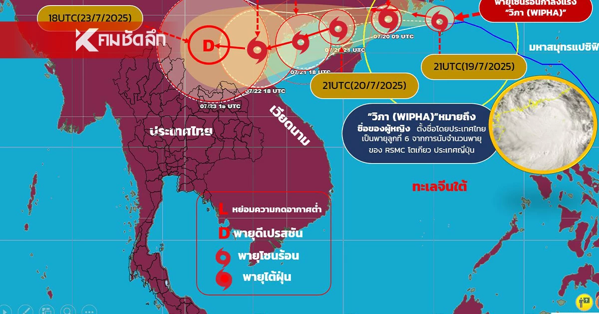 "พายุวิภา" จ่อขึ้นฝั่งเวียดนาม! ไทยระวังฝนถล่มน้ำท่วมฉับพลัน 22-24 ก.ค.นี้! "พายุวิภา" จ่อขึ้นฝั่งเวียดนาม! ไทยระวังฝนถล่มน้ำท่วมฉับพลัน 22-24 ก.ค.นี้!