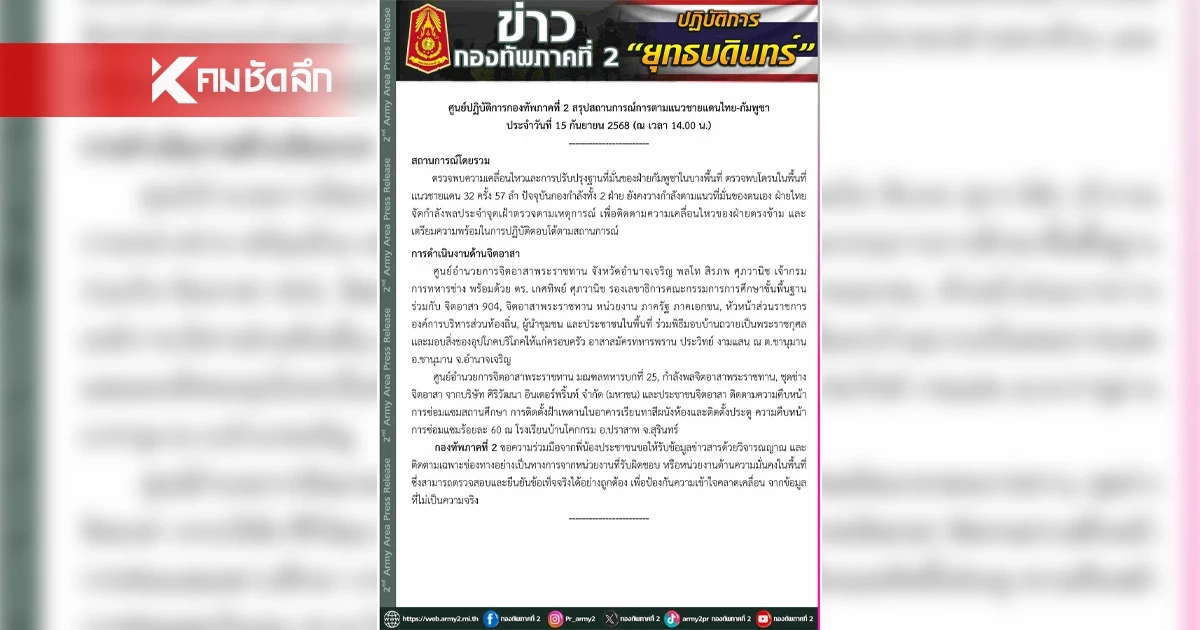 เขมรยังป่วนไม่เลิก! ตรวจพบโดรน 57 ลำ ปรับปรุงฐานที่มั่น ของฝ่ายกัมพูชา