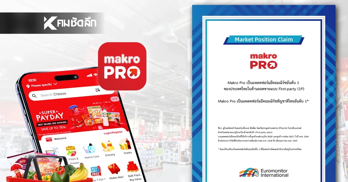 “Makro PRO” คว้าอันดับ 1 แพลตฟอร์มอีคอมเมิร์ซสัญชาติไทย จากการจัดอันดับของ Euromonitor International